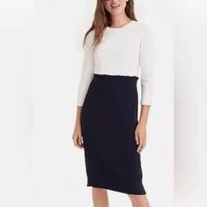 J. Crew 365 Navy and White Dress